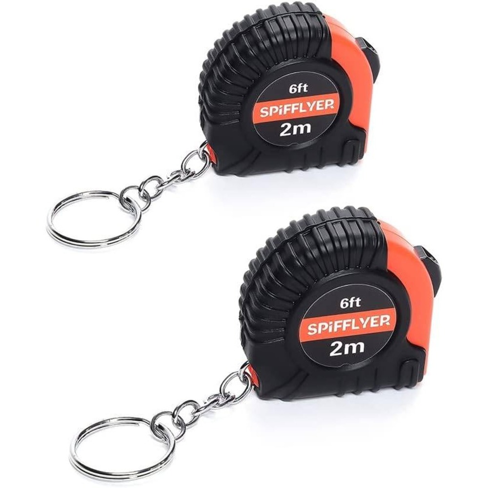 SPIFFLYER 2m 6ft‎ Keychain Mini Tape Measure Compact Orange Black